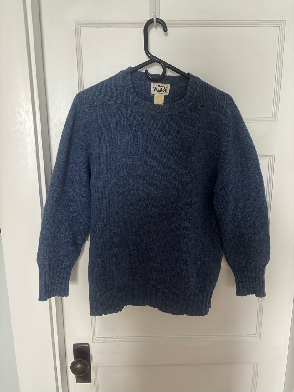 Woolrich Men's Dark Blue Wool Crewneck Sweater